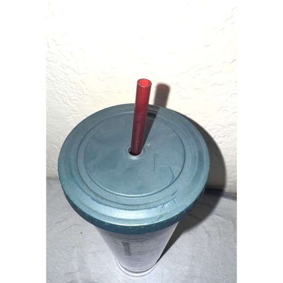 Starbucks 24 Oz Light Blue Diamond Pattern Tumbler With Lid & Red Straw - Picture 3 of 11